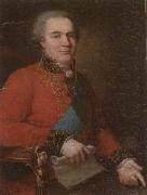 Portrait of a nobleman,half-length,seated,wearing a red tunic and the badge,star and sash of the order of the white eagle of poland unknow artist
